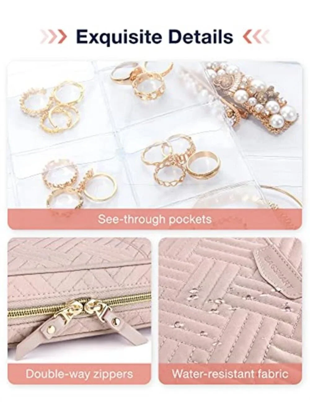 Travel Jewelry Organizer Case Clear Ring Binder Necklace Earring Storage
